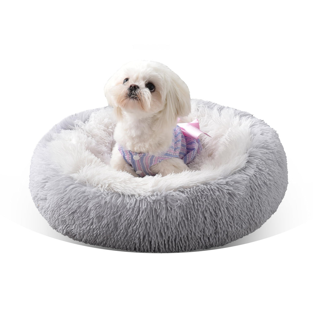 Cozy Calm Plush Pet Bed 24” Grey
