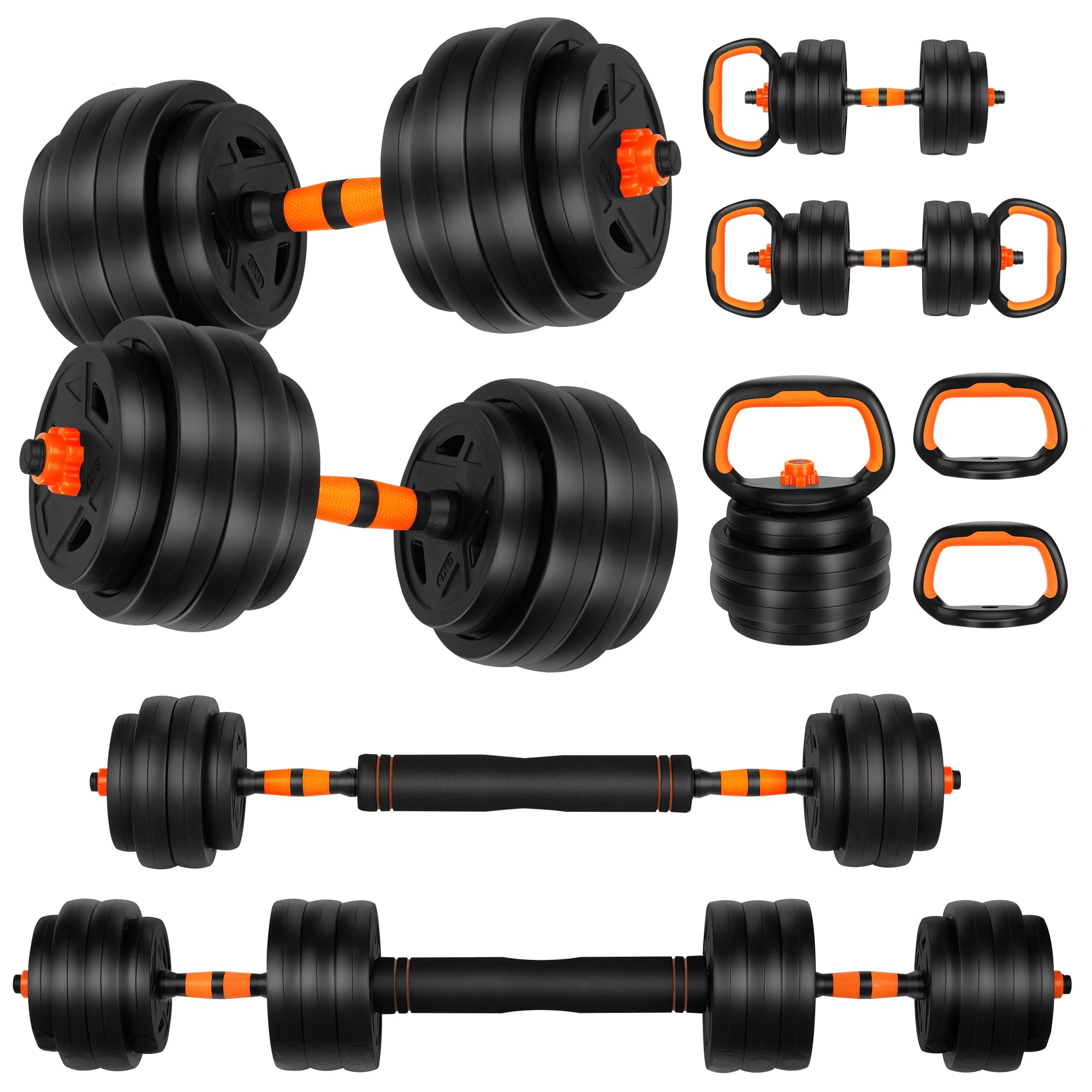 FLEXTECH Multi-Function Fitness Set - Dumbbells, Barbell, Kettlebells, Push-Up Handles