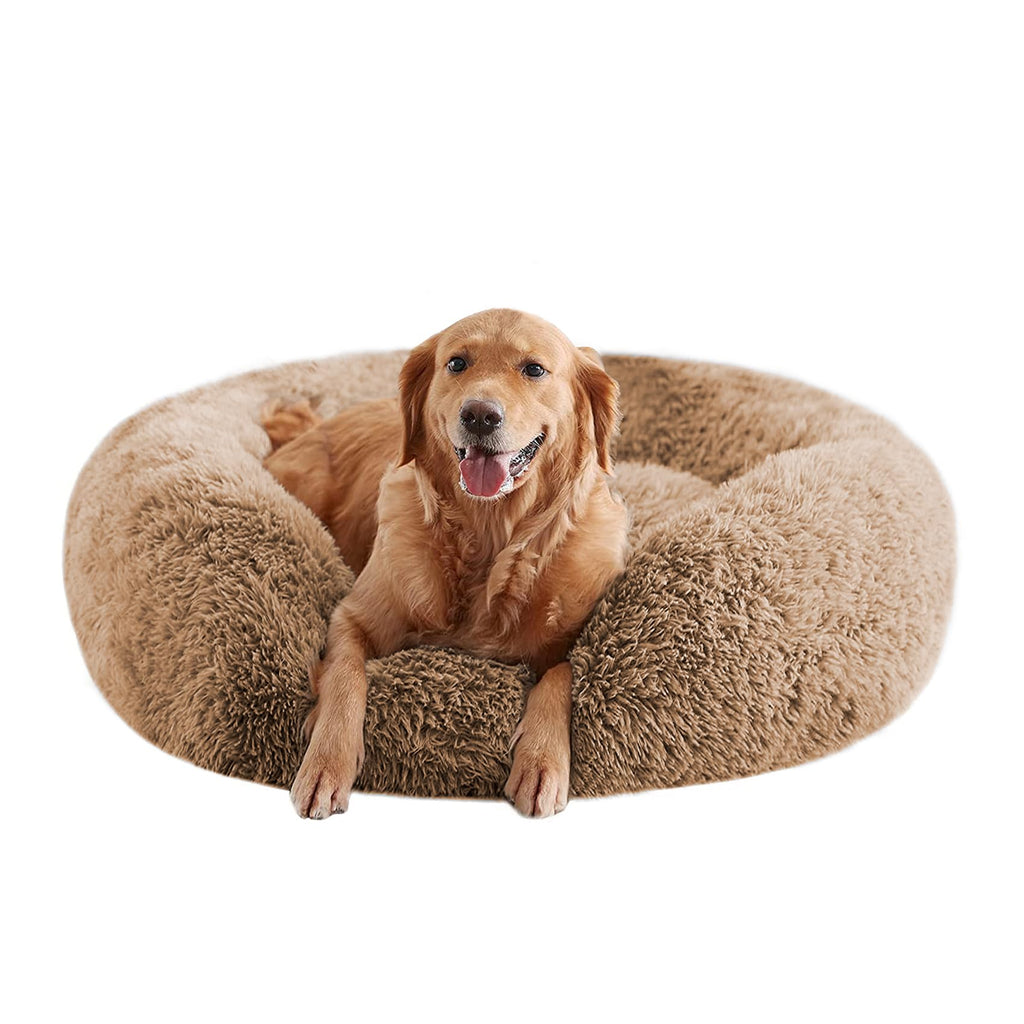 CozyNest Luxe Faux Fur Dog Bed for Large Dogs