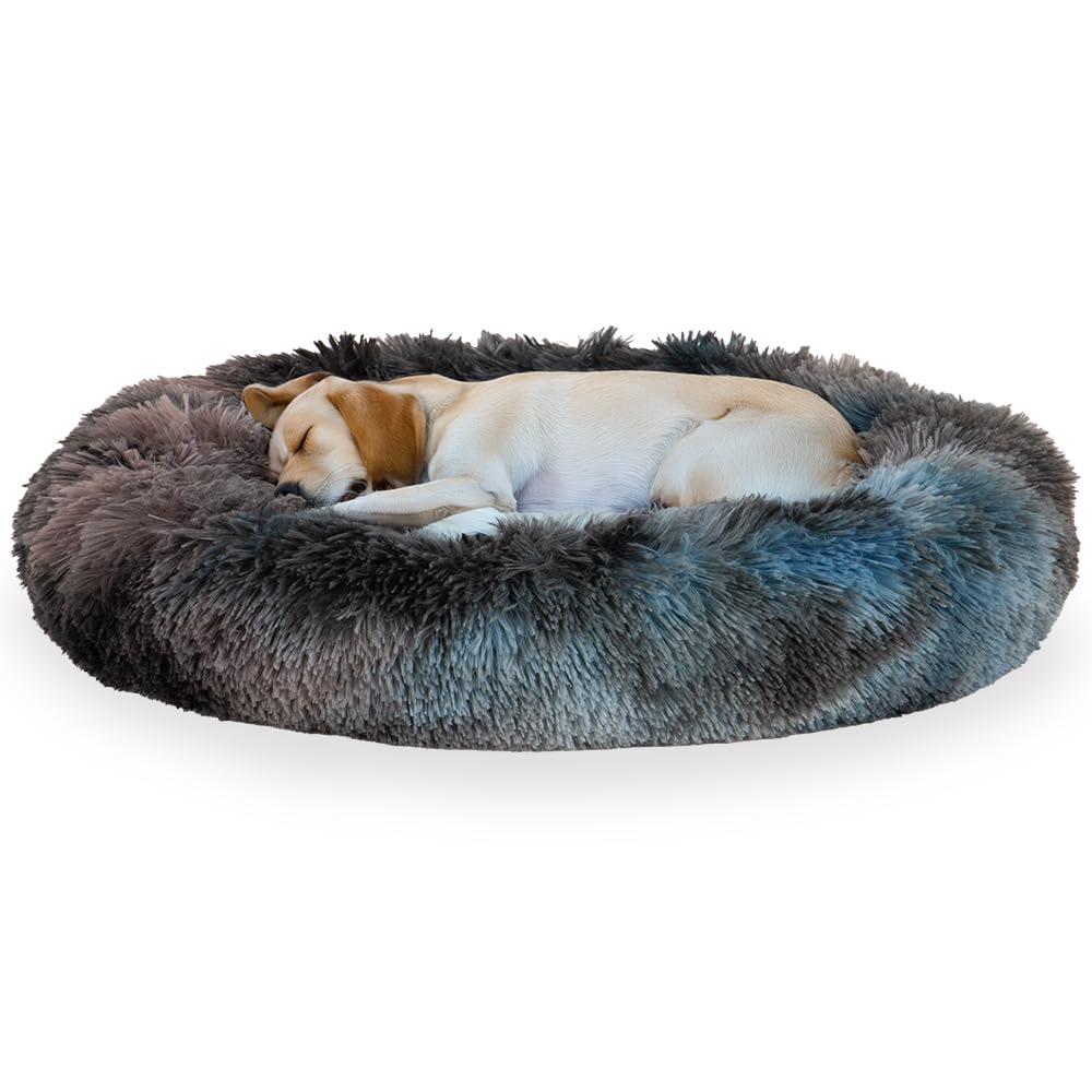 SerenityNest Plush Pet Bed: Donut Calming Design