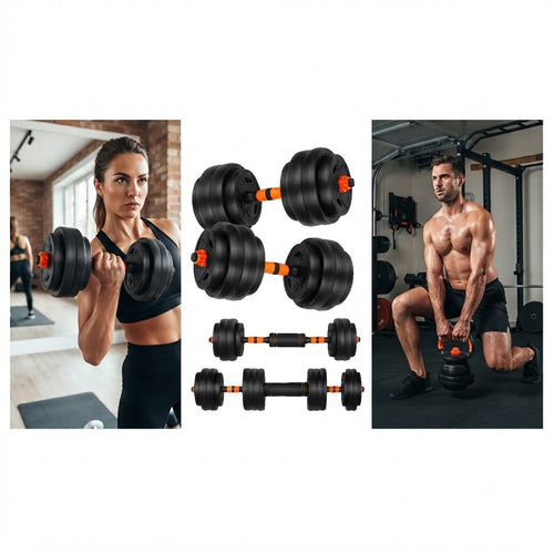 FLEXTECH Multi-Function Fitness Set - Dumbbells, Barbell, Kettlebells, Push-Up Handles