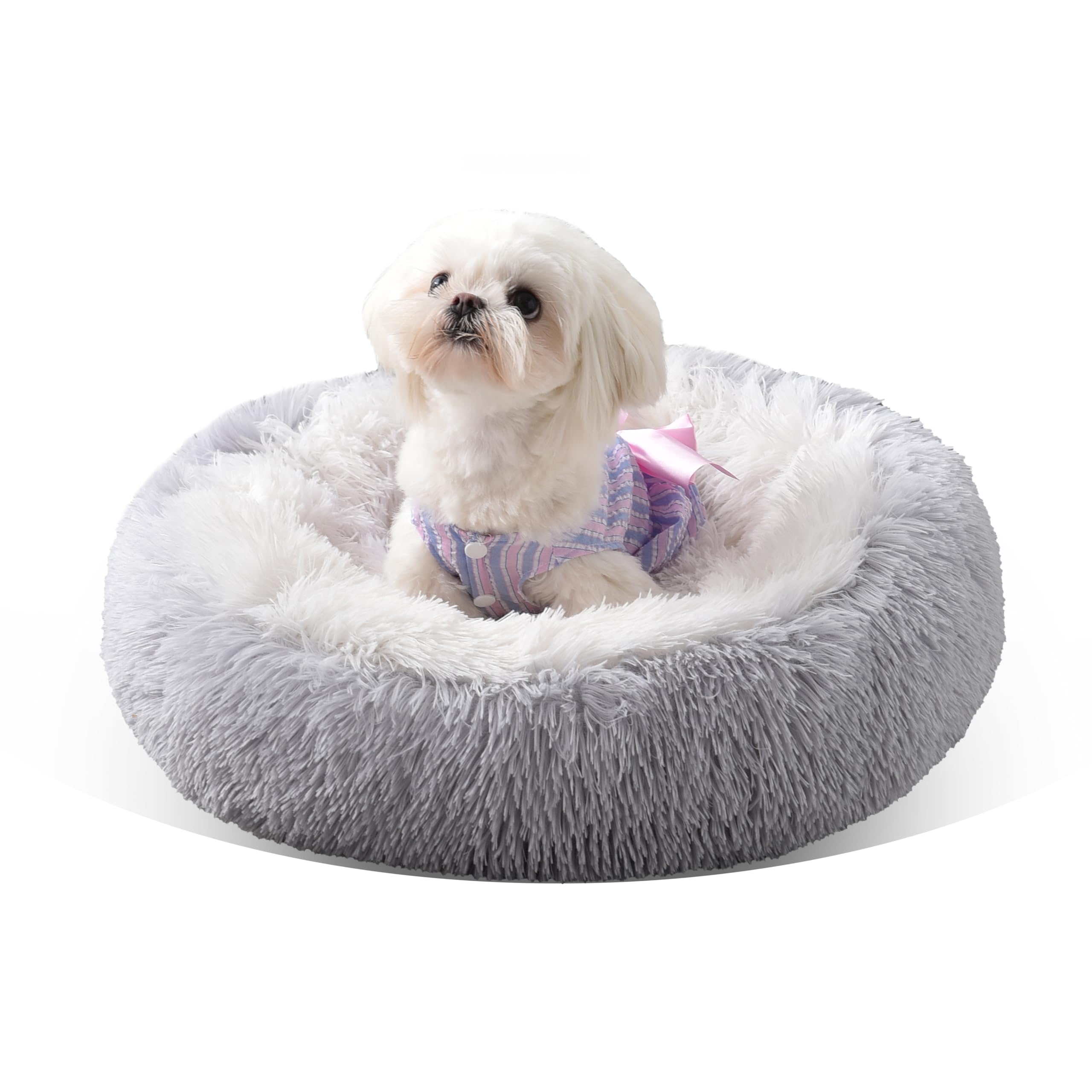 Cozy Calm Plush Pet Bed 24” Grey