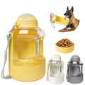 Dual-Purpose Dog Water Bottle & Food Holder (Yellow 35oz)